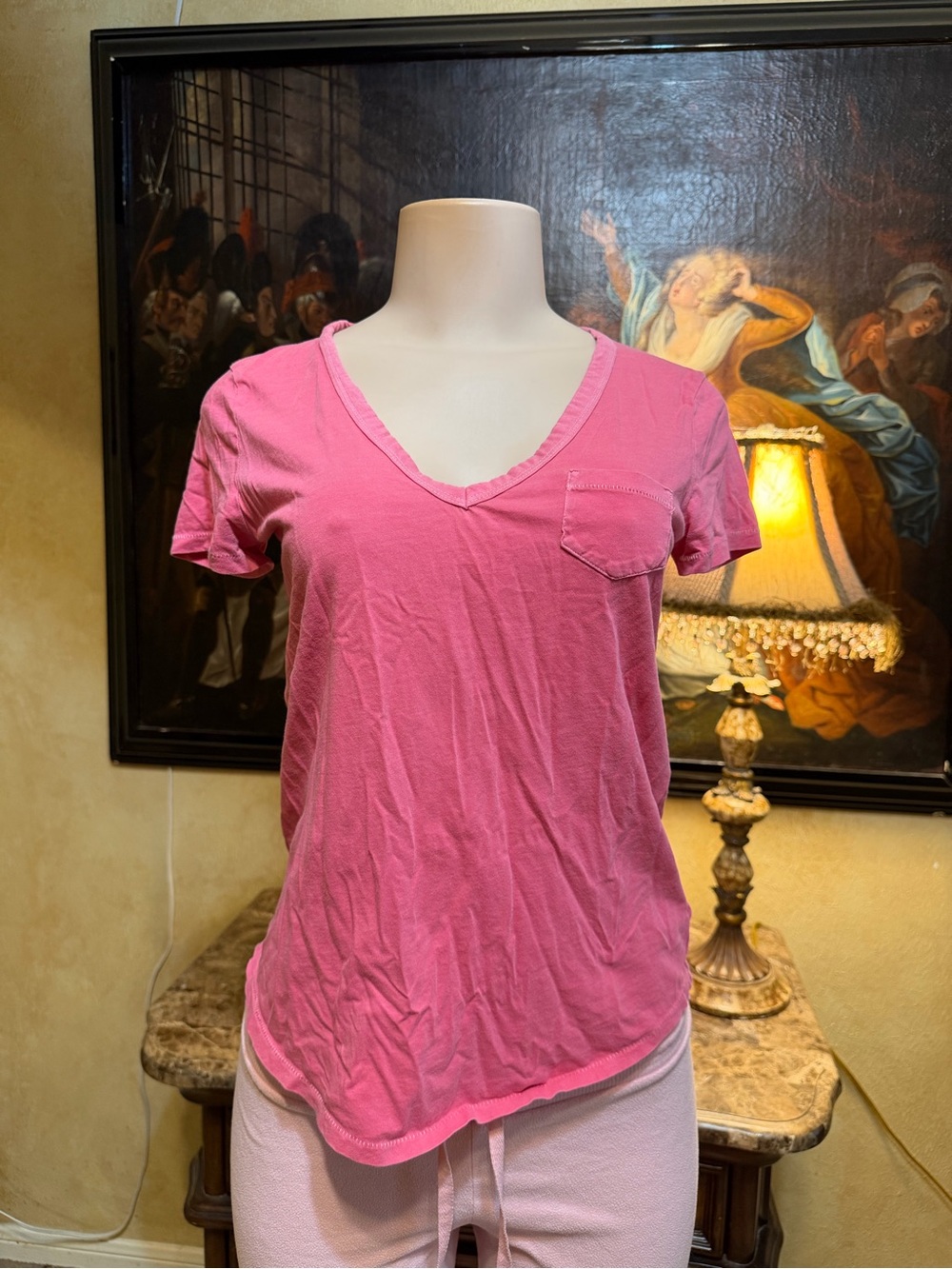 GAP Pink V-Neck Pocket Tee